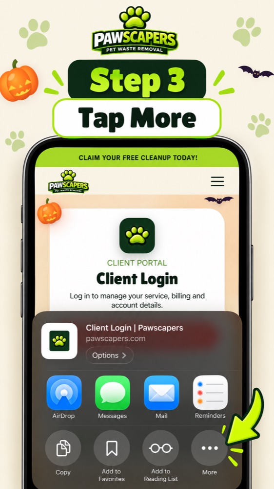 Step 3: tap More in the share sheet