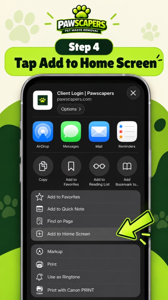 Step 4: tap Add to Home Screen