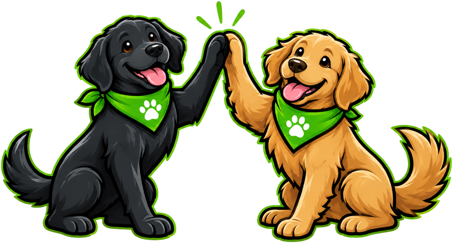 Two Pawscapers pups giving each other a high five